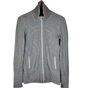 Lululemon In Stride Jacket Womens 4 Heathered Grey‎ Thumbholes Active Athleisure